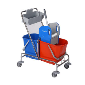 Chrome Double Bucket Trolley With Upper Bucket