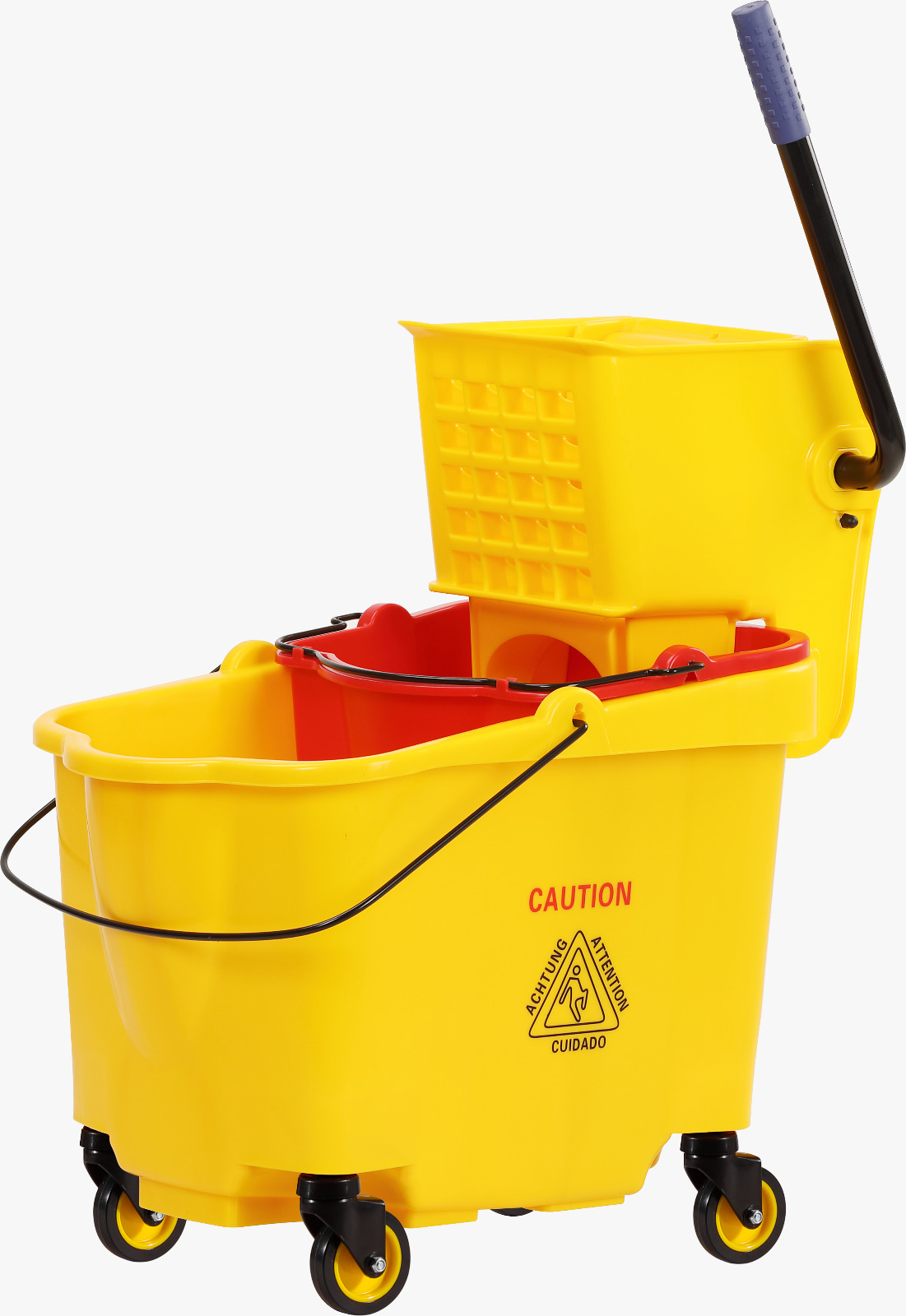 Single Mop Bucket Trolley with Wringer 62L