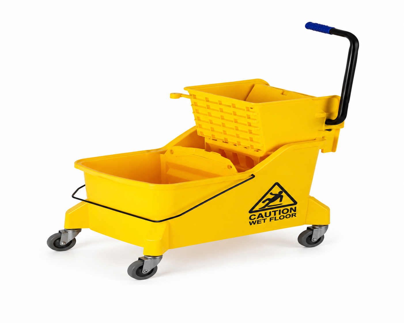 Dual-Compartment Mop Bucket Trolley with Wringer 42L