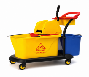 Cleaning Trolley with Dual Bucket, Wringer & Tool Holder 35L
