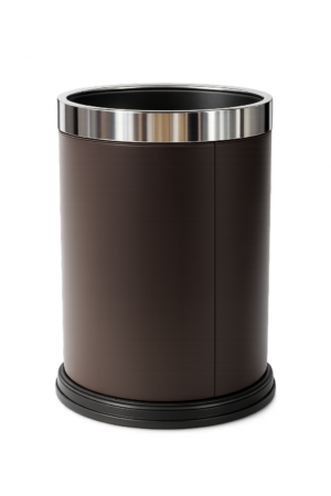 Brown Leather Waste Bin