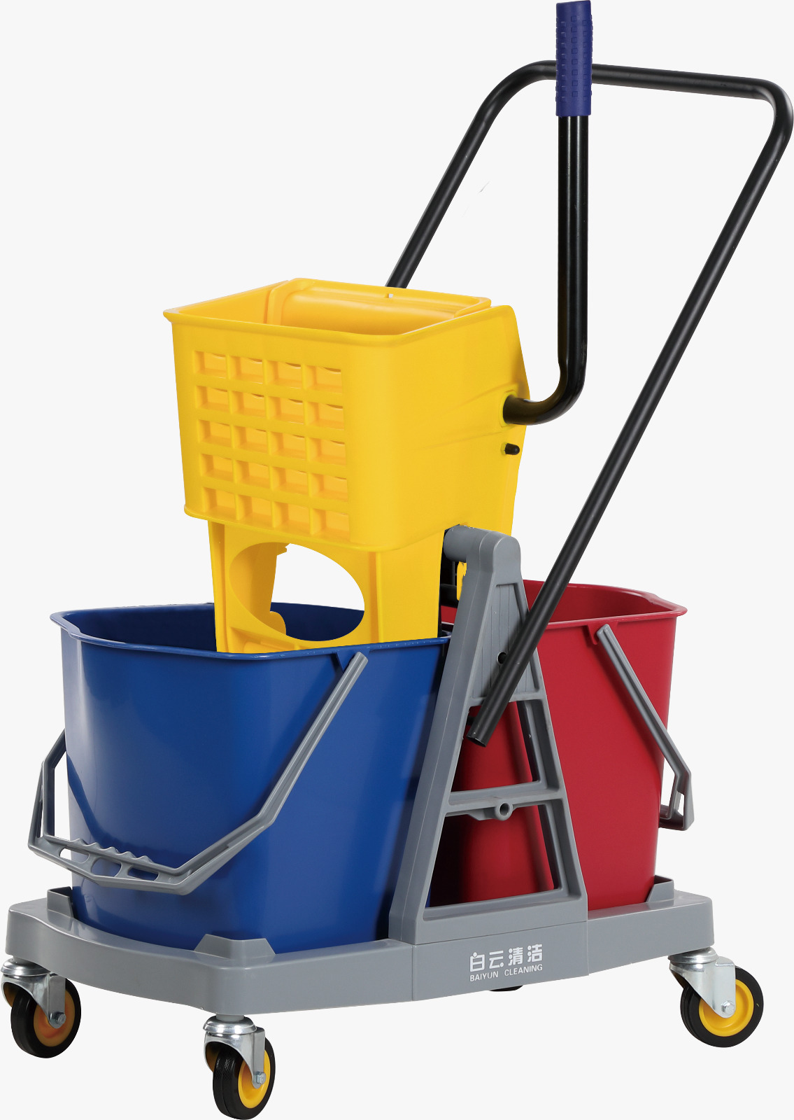 Dual-Bucket Cleaning Trolley with Wringer – Plastic Chassis