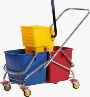 Chrome Frame Dual-Bucket Cleaning Trolley with Wringer