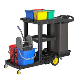 Janitorial Cleaning Trolley with Dual Buckets & 120L Bag
